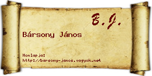 Bársony János névjegykártya