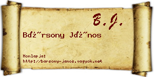 Bársony János névjegykártya